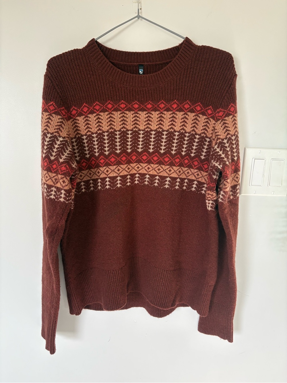KÜHL Nordik Merino Wool Blend Fair Isle Sweater Brown Multi Size M - Picture 2 of 10